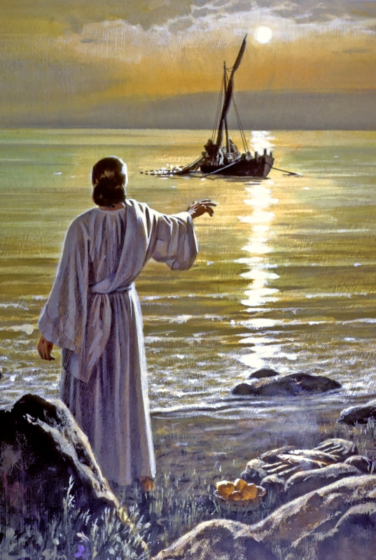 Jesus appears to the disciples as they fish