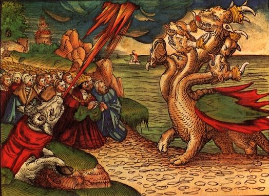 The Seven Headed Serpent of Revelation from Luther's Bible